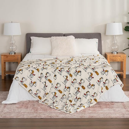 Berkshire Blanket Peanuts® VelvetLoft® Cute Character Snoopy Plush Blanket,The Flying Ace,Full/Queen 90 in x 90 in (Official Peanuts® Product)