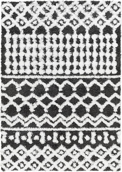 Livabliss Hapsburg Moroccan Shag Area Rug,7'10" x 10'3",Black/White