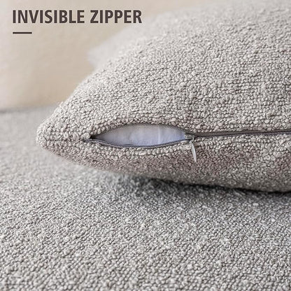 Foindtower Pack of 2 Textured Boucle Throw Pillow Covers Accent Solid Decorative Pillow Cases Cozy Woven Couch Cushion Case for Sofa Bedroom Living Room Home Decor, 20 x 20 Inch,Neutral Grey