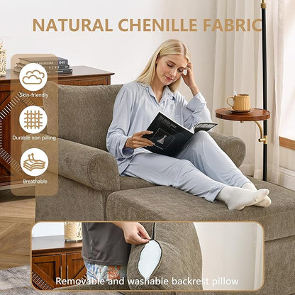 35.82" Accent Chair with Ottoman Upholstered Living Room Chairs for Reading Chair with Chaise Lounge Chairs Indoor, Comfortable Armchair for Bedroom (Brown, 35.82")