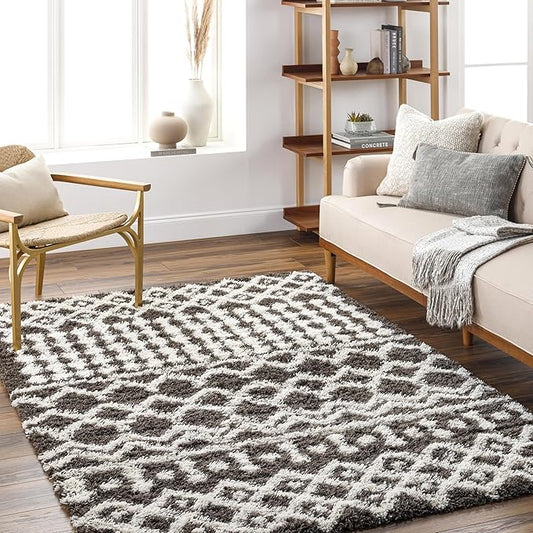 Livabliss Hapsburg Moroccan Shag Area Rug,5'3" x 7'3", Dark Brown