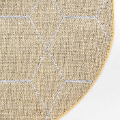 Unique Loom Trellis Frieze Collection Area Rug - Geometric (3' x 5' Oval, Yellow/ Ivory)