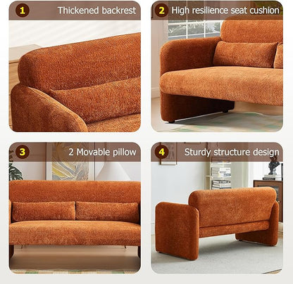 59" W Upgrade Lambswool Fabric Loveseat Sofa, Modern Love seat Couch, Solid and Easy to Install, Upholstered 2-Seater Couch for Bedroom, Apartment, Living Room