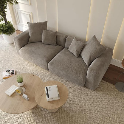 WJShome Cloud Couch Modular Sectional Sofa,102inch Corduroy Couch 2 Seater LoveSofa,Brown Convertible Sectional Sofa for Living Room, Cushion Covers Removable& Washable