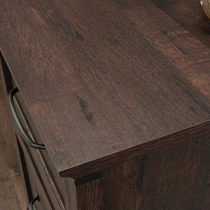Sauder Carson Forge Vintage Rustic Computer Desk for Home Office with Drawers, in Coffee Oak