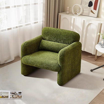 33.9'' Upgrade Lambswool Fabric Accent Chair with Arms, Modern Single Sofa Chair Armchair Upholstered Comfy Reading Arm Chair for Bedroom, Living Room