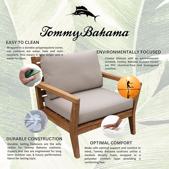 Tommy Bahama Deep Seating Lounge Cushion, 24" X 24" X 4", Bamboo Bay Sand