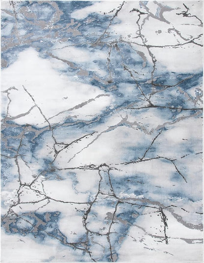 SAFAVIEH Craft Collection Area Rug - 12' x 18', Grey & Blue, Modern Abstract Design, Non-Shedding & Easy Care, Ideal for High Traffic Areas in Living Room, Bedroom, Dining (CFT877L-1218)