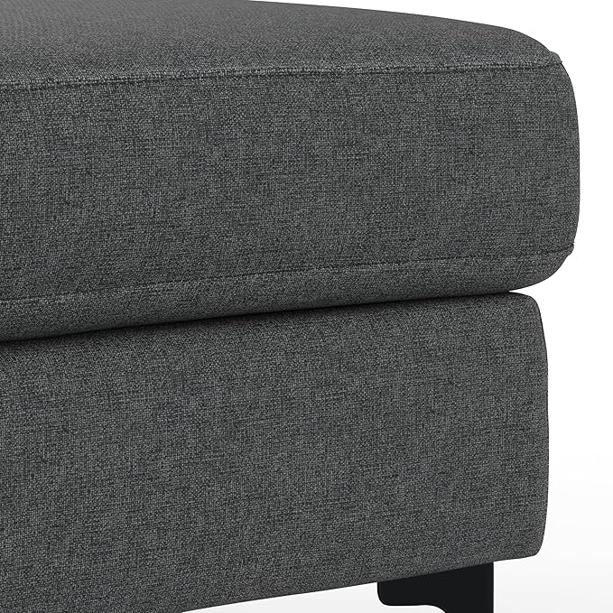 SIMPLIHOME Ava Ottoman in 100% Recycled Polyester Tightly Woven Performance Fabric, Pebble Grey, 36-inches Wide, Mid-Century Modern Multipurpose Table Ottoman or Footrest, Assembled, for Living Room