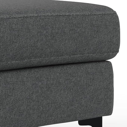 SIMPLIHOME Ava Large Rectangular Ottoman in 100% Recycled Polyester Tightly Woven Performance Fabric, Pebble Grey, 48-inches Wide, Multipurpose Table or Footrest Ottoman, Assembled, for Living Room