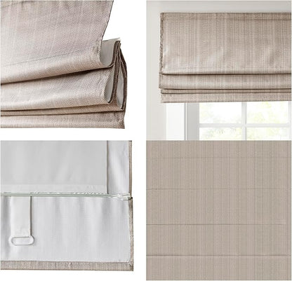Madison Park Galen Cordless Roman Shade, 29"W x 64"H, Sheen Taupe – Room Darkening, Thermal Insulated, Energy Efficient Window Blind with Subtle Sheen Basketweave Fabric for Privacy
