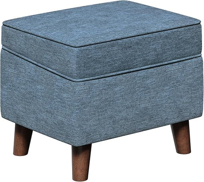 Foot Rest with Adjustable Cover, Storage Ottoman Dorm, Footstool and Sitting Stool, Ottoman Foot Stools for Living Room, Bedroom, Dorm, Blue