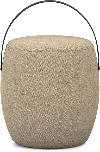 SIMPLIHOME Ramsay 16 inch Wide Contemporary Irregular Footstool in Taupe Linen Look Fabric, Fully Assembled for The Living Room