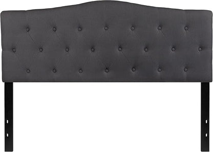 BizChair Arched Button Tufted Upholstered Queen Size Headboard in Dark Gray Fabric
