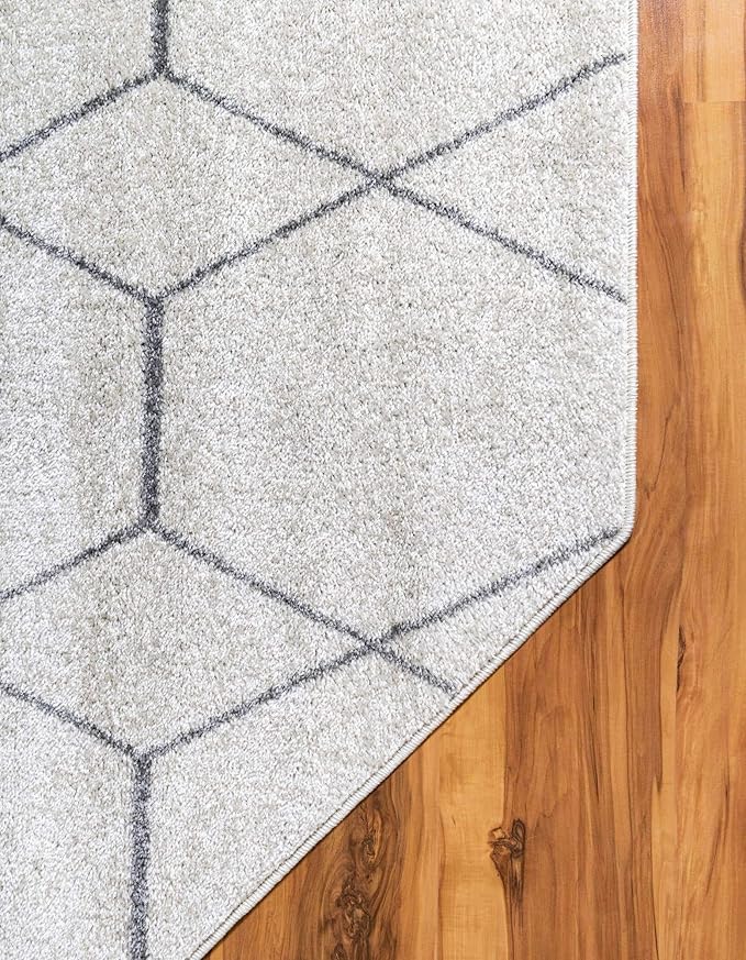 Unique Loom Trellis Frieze Collection Area Rug - Geometric (7' 10" Octagon, Ivory/ Gray)