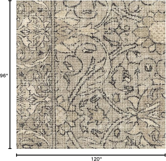RUGGABLE x Morris & Co Washable Area Rug – Montreal Natural Stone 8x10, Stain-Resistant, Non-Slip – Large Machine Washable Rugs for Living Room, Bedroom, Hallway, Entryway & Office–with Standard Pad