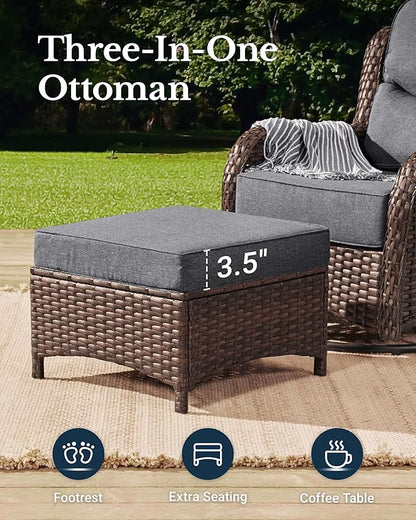 HILLGA Luxury Patio Furniture Set with 6-Inch Thick Cushions, High Back Outdoor Swivel Rocker Chairs and Patio Couch, 13-Piece All Weather Conversation Set for Porch Deck Pool Yard, Dark Grey (V3)