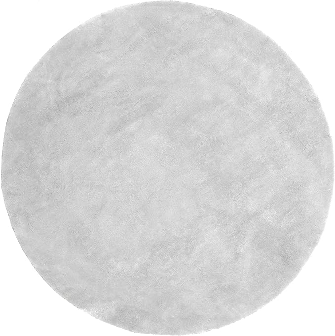 nuLOOM 4' Round Cozy Plush Area Rug, Machine Washable, Non-Slip, Soft Fluffy Shag Carpet for Living Room Bedroom Kids Room Nursery Home Decor, Loni Light Grey