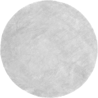 nuLOOM 4' Round Cozy Plush Area Rug, Machine Washable, Non-Slip, Soft Fluffy Shag Carpet for Living Room Bedroom Kids Room Nursery Home Decor, Loni Light Grey