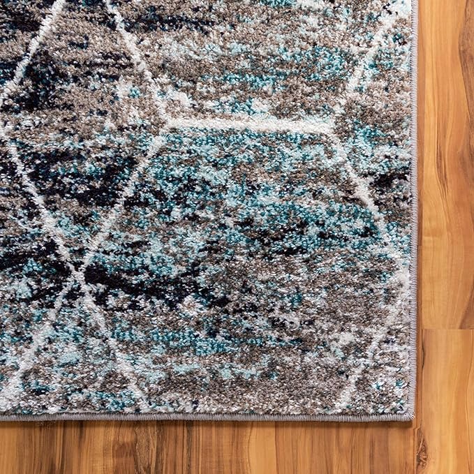 Unique Loom Trellis Frieze Collection Area Rug - Geometric (8' x 11', Blue Multi/ Ivory)