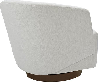 MINCETA Accent Chair,Modern Swivel Chairs for Living Room and Bedroom Reading with Wood Base,Performance Fabric in Ivory