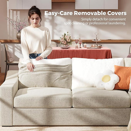 ABCASA Oversized 136" Modular Sectional Sofa, Deep Seat U Shaped Couches for Living Room, Breathable Linen Fabric Corner Couch, Easy to Assemble, Oatmeal