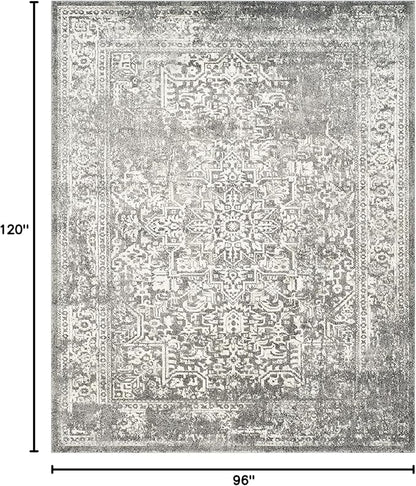 SAFAVIEH Area Rug 8x10 - Evoke Collection - Large - Grey & Ivory, Distressed Design, Non-Shedding & Easy Cleaning, Ideal for Living Room, Bedroom, Dining Space (EVK256D)
