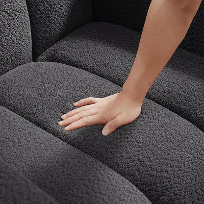 VANOMi Oversized Accent Chair, Modern Living Room Chairs, Comfy Boucle Fabric Upholstered Armchair for Bedroom, Office, Waiting Room (Dark Gray)