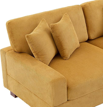Modular Sectional Couches for Living Room, Modern Loveseat 2-Seater Sofa Couch with Ottoman, Upholstered Couches for Living Room Bedroom, Orange