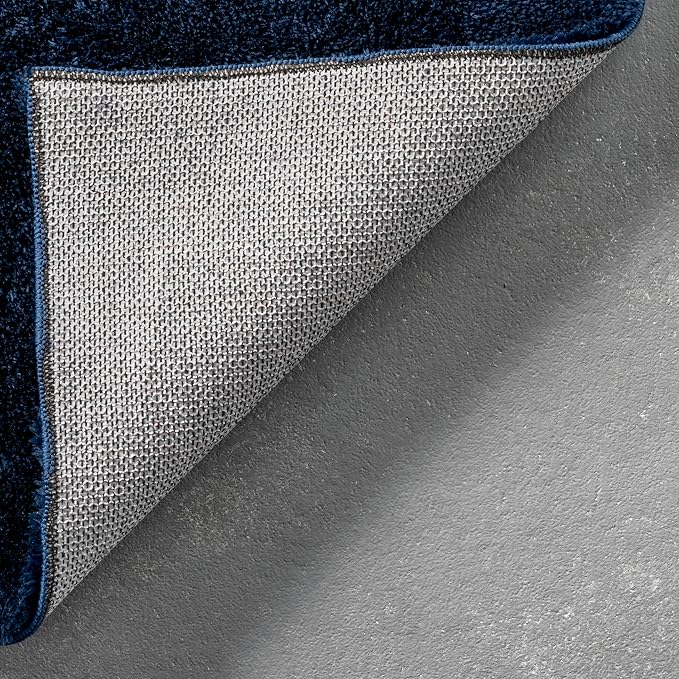 nuLOOM 6' Square Cozy Plush SuperiorWash Area Rug, Machine Washable, Non-Slip, Soft Fluffy Shag Carpet for Living Room Bedroom Kids Room Nursery Home Decor, Loni Navy
