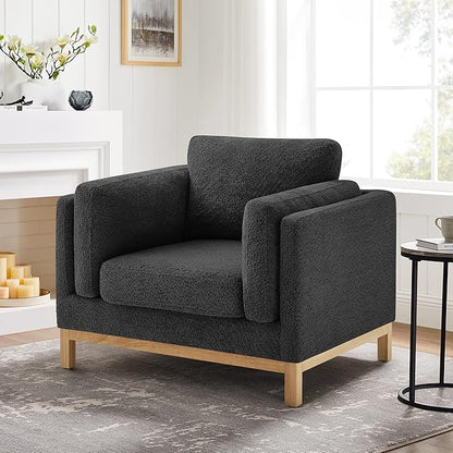 VANOMi 41.34" Oversized Accent Chair, Upholstered Armchair with Solid Wood Legs Living Room Chairs with Wide Armrest Pads, Reading Chair for Bedrooms, Apartments, Living Rooms, Offices（Dark Grey）