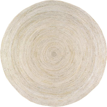 nuLOOM 7 Round Rigo Jute Hand Woven Area Rug, Off White, Solid Farmhouse Design, Natural Fiber, For Bedroom, Living Room, Dining Room, Hallway, Office, Kitchen, Entryway