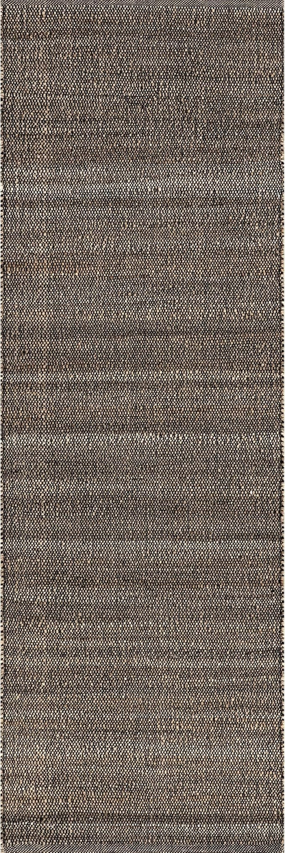 nuLOOM 2'6" x 10' Elfriede Jute & Cotton Hand Woven Area Rug, Elfriede Charcoal, Solid Rustic Farmhouse Style, Weaved Design, Natural Fiber, for Bedroom, Living Room, Hallway, Office, Entryway