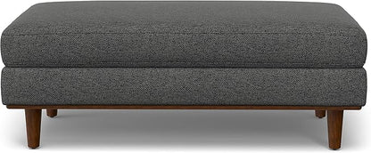 SIMPLIHOME Morrison 49-inch Wide Table Ottoman in Charcoal Grey Woven-Blend Fabric, Multifunctional Footrest, Coffee Table, or Extra Seating for Living Room, Mid-Century Modern Style