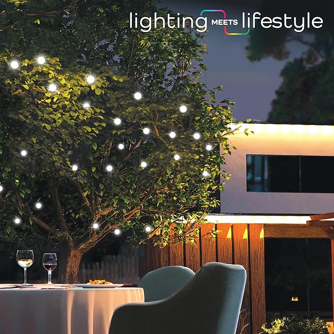 Enbrighten Globe Outdoor String Lights, 44ft, 12 Large 4in Round Bulbs, 2700K Warm White LED, Waterproof, Patio, Backyard, Garden, Pergola, Balcony, 84331