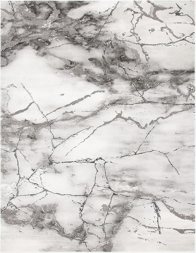 SAFAVIEH Craft Collection Area Rug - 10'6" x 14', Grey & Silver, Modern Abstract Design, Non-Shedding & Easy Care, Ideal for High Traffic Areas in Living Room, Bedroom (CFT877G)
