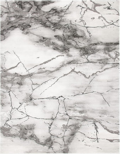SAFAVIEH Craft Collection Area Rug - 10'6" x 14', Grey & Silver, Modern Abstract Design, Non-Shedding & Easy Care, Ideal for High Traffic Areas in Living Room, Bedroom (CFT877G)