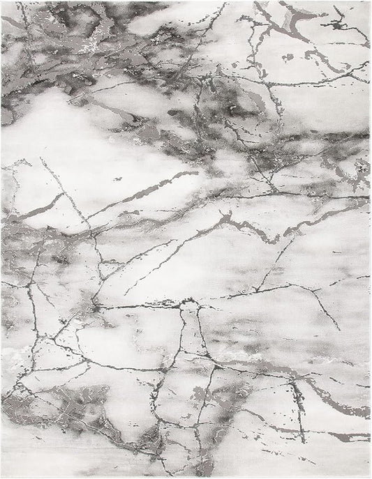 SAFAVIEH Craft Collection Area Rug - 10'6" x 14', Grey & Silver, Modern Abstract Design, Non-Shedding & Easy Care, Ideal for High Traffic Areas in Living Room, Bedroom (CFT877G)