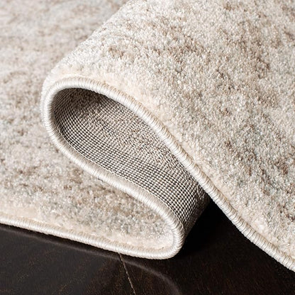 SAFAVIEH Evoke Collection Area Rug - 6'7" Square, Ivory & Taupe, Distressed Design, Non-Shedding & Easy to Clean, Ideal for Living Room, Bedroom, Dining Space (EVK256E)