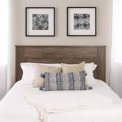 Prepac Stylish Flat Wood Panel Headboard for Queen Size Beds, Simplistic Wooden Queen Headboard 2.25" D x 64.5" W x 48" H, Drifted Gray, DHFQ-1301-1