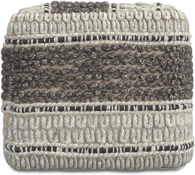 SIMPLIHOME Grady Contemporary Square Pouf in Earth Tone Brown Handloom Woven for the Living Room, Bedroom and Kids Room