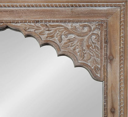 Kate and Laurel Shivani Boho Wall Mirror, 24 x 36, Rustic Brown, Farmhouse Wall Decor with Ornate Detailing