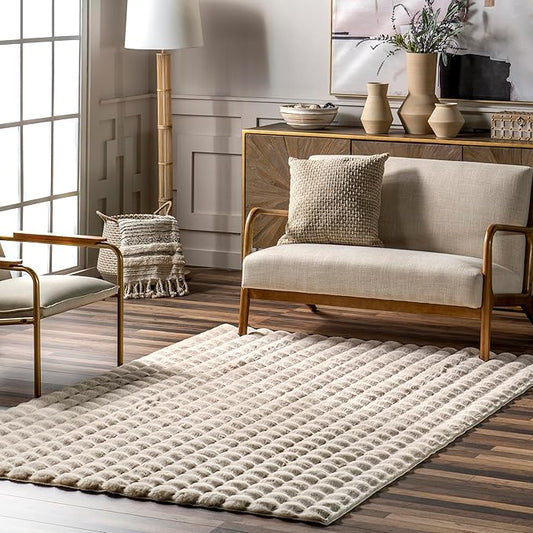 nuLOOM 3'9" x 6' Cozy Plush SuperiorWash Area Rug, Machine Washable, Non-Slip, Soft Fluffy Shag Carpet for Living Room Bedroom Kids Room Nursery Home Decor, Jeni Beige