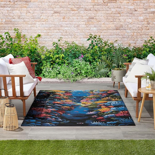 Nourison Home Color Splash Multicolor 4' x 6' Area Rug - Easy Clean, Non Shedding, Bed Room, Living Room, Dining Room, Kitchen (4' x 6')