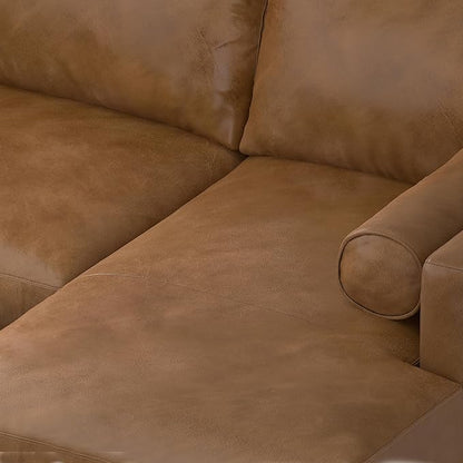 SIMPLIHOME Morrison Right Sectional Sofa in Full-Grain Genuine Leather, Caramel Brown, 102-inches Wide, L-Shaped Leather Couch with Right Chaise for the Living Room and Family Room