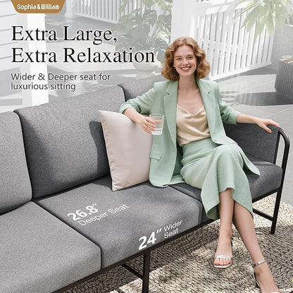 Sophia & William Modern Patio Furniture Set Outdoor Conversation Set with Thick Cushion and Large Seat for 5, Minimalist Simple Coffee Table Adjustable for Pool Garden Backyard Porch