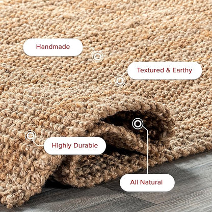 nuLOOM Ashli Solid Farmhouse Jute Area Rug, 5x8, Natural