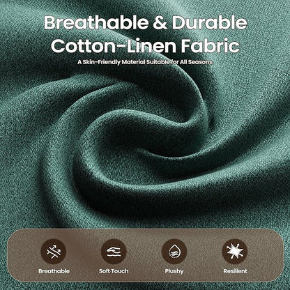 Accent Chair for Living Room Modern Linen Upholstered Armchair Side Wooden Fabric Sofa Chair with Foldable Table 2 Side Pockets Comfy Reading Chair for Bedroom