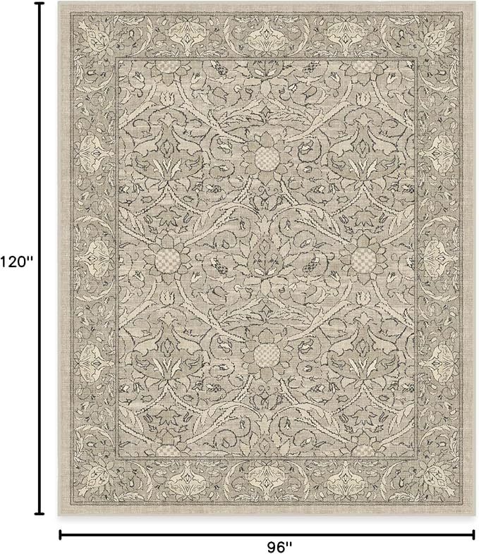 RUGGABLE x Morris & Co Washable Area Rug – Montreal Natural Stone 8x10, Stain-Resistant, Non-Slip – Large Machine Washable Rugs for Living Room, Bedroom, Hallway, Entryway & Office–with Cushioned Pad