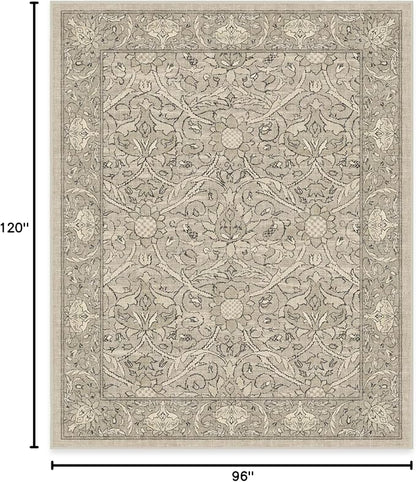 RUGGABLE x Morris & Co Washable Area Rug – Montreal Natural Stone 8x10, Stain-Resistant, Non-Slip – Large Machine Washable Rugs for Living Room, Bedroom, Hallway, Entryway & Office–with Cushioned Pad